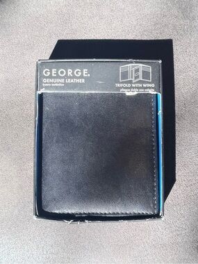 George Black Genuine Leather Trifold Wallet